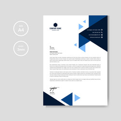 professional blue letterhead graphic template Vector Image