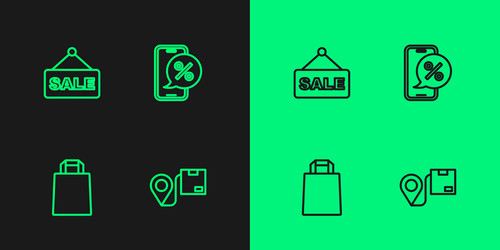set line location with cardboard box paper vector image