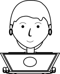 working on the computer design vector image