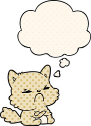 Cartoon angry cat and thought bubble in comic vector