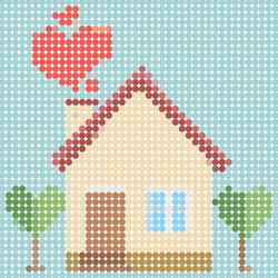 House of love with dot pattern vector