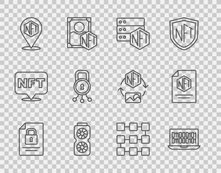 set line document and lock binary code nft vector image