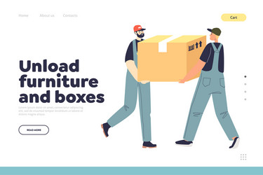 unload furniture and boxes concept landing page vector