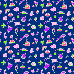 Abstract seamless pattern with many items vector