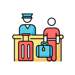 Airport check in rgb color icon passenger waiting vector