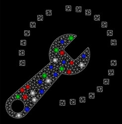 bright mesh carcass configure diagram with flash vector image