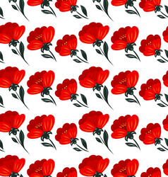 decorative pattern with red poppies in diagonal vector image