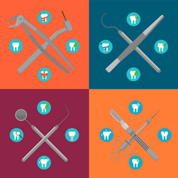 dental instruments crosswise on color background vector image