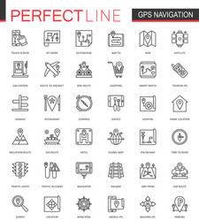 GPS Navigation Line Icons Set vector image