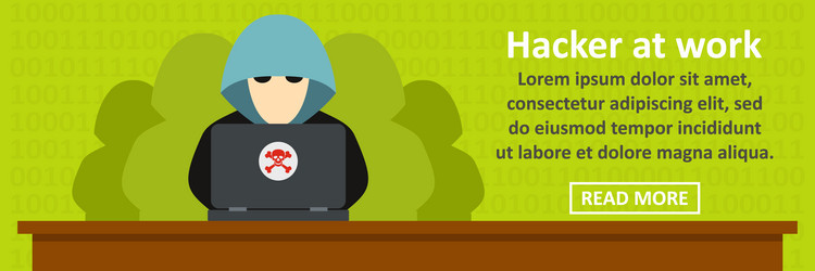 hacker at work banner horizontal concept vector image