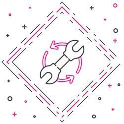 line wrench spanner and arrows as workflow icon vector image