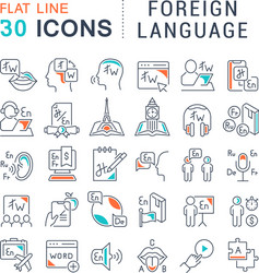 set line icons foreign language vector image