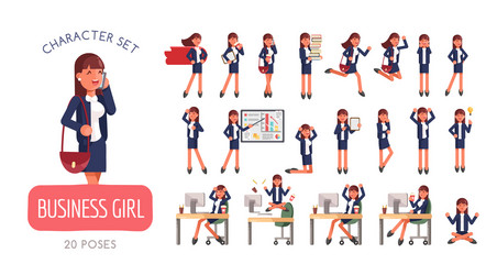 set successful businesswoman character poses vector