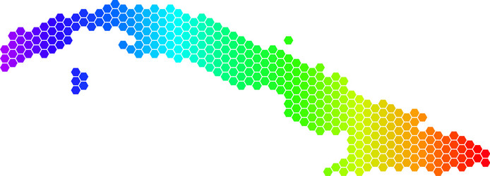 spectrum hexagon cuba map vector image