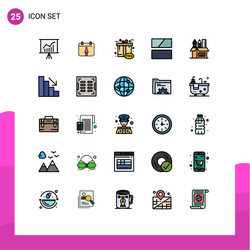 25 user interface filled line flat color pack vector image