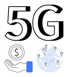 5g network connectivity with global map vector image