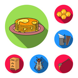 apiary and beekeeping flat icons in set collection vector image