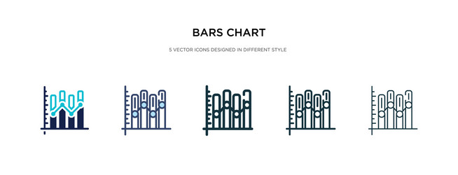 bars chart icon in different style two colored vector