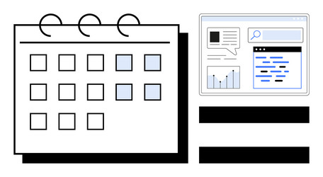 calendar with scheduled tasks and analytics vector image