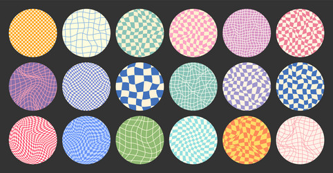 groovy checkered pattern round colorful tiled vector image