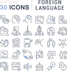 set line icons foreign language vector