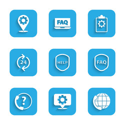 set shield with text help location gear vector image
