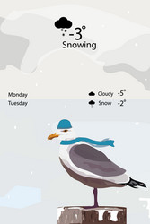 Snow forecast template for mobile app vector