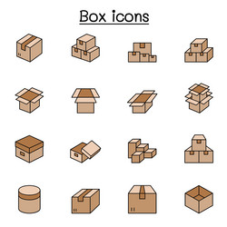 box icon set in color line style vector image
