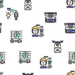 face id technology seamless pattern vector image