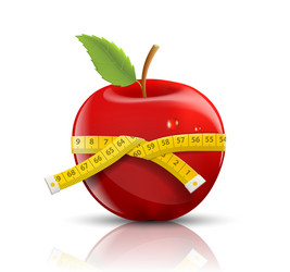 Red Apple with Measuring Tape vector image