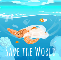 Save world social media post mockup stop plastic vector