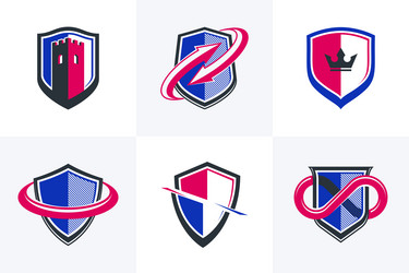 classic shields shapes set with different vector image