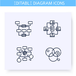 Flowchart line icon editable Royalty Free Vector Image