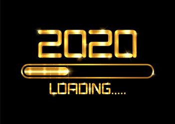 gold happy new year 2020 with loading icon golden vector image