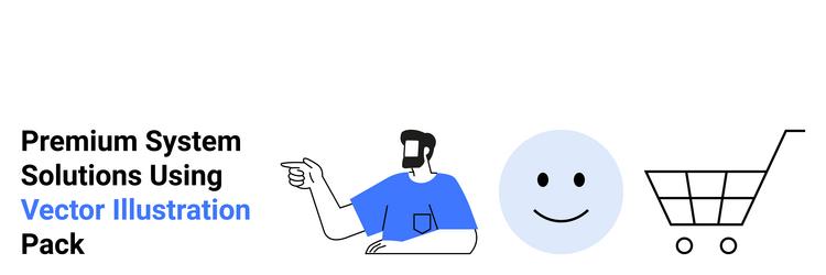 man gesturing smile face and shopping cart vector image