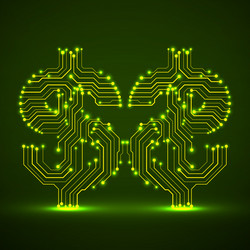 neon symbol of dollar in mirror image circuit vector image