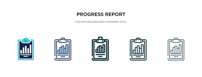 Progress report icon in different style two vector