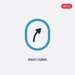 Two color right curve icon from user interface vector