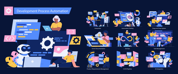 development process automation flat vector image