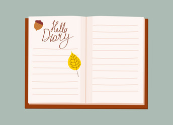 open daily diary notepad list schedule goals vector