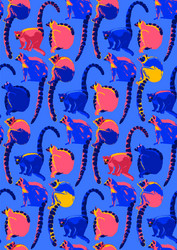 pattern of wild lemurs drawn in the technique vector image