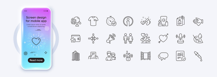 receive file heart and loyalty program line icons vector image