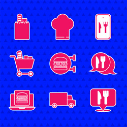 set online ordering burger delivery fast by car vector image