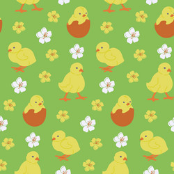 spring flat colored seamless pattern with chicks vector image