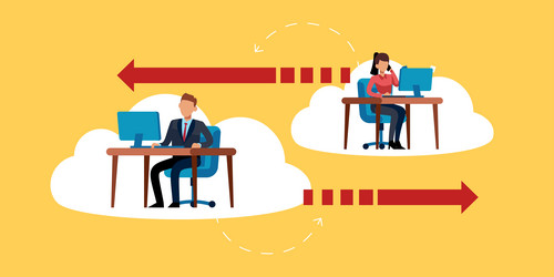 working in the internet cloud wireless network vector image