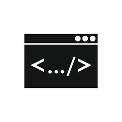 code window icon simple style vector image