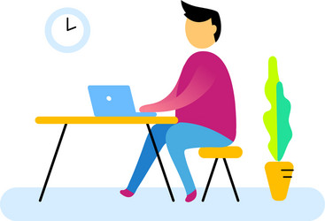 flat style design of worker and abstract vector image