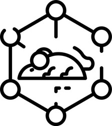 molecular lattice and mouse icon outline style vector image