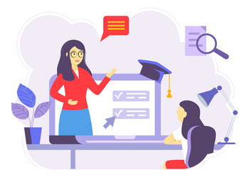 online courses flat person learn virtual concept vector image