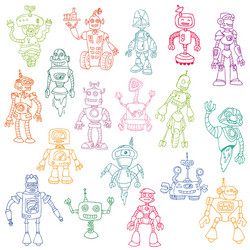 Robot Doodle Set - Hand Drawn Vector Image